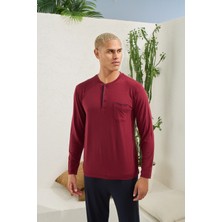 Ang Butik Kocabey 9220 Erkek Midi Yaka Uzun Kol Pijama Takım