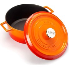 Döküm Yuvarlak Tencere, Trendy, 28 Cm, 6.71 L Hacim, Turuncu