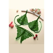 Ang Butik Kadın Yeşil Dantelli Sütyen Külot Takımı