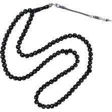 OltutaşıMarket Gümüş Işlemeli Gürcistan Oltu Taşı Namaz Dua Zikir Tesbihi 6 mm