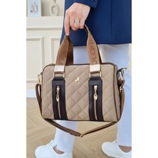 Polo Club Kadın Kaptione Desenli Silindir Model Uzun Çapraz Askılı El & Omuz Çantası (31X22 Cm)