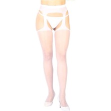 Ang Butik Beyaz Özel Bölgesi Açık Fantazi Külotlu Çorap TM1054