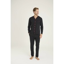 Ang Butik Kocabey 9267 Erkek V.yaka Boydan Düğmeli Pijama Takım