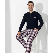 Ang Butik Boyraz 0401 Erkek Uzun Kol Pijama Takımı