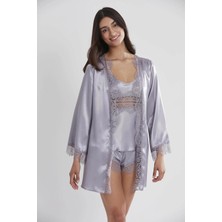 Ang Butik Pierre Cardin 2490 Bayan Sabahlıklı Saten Şort Takım