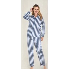 Ang Butik Freshness 4007 Kadın Uzun Kol Çizgili Gaffuriye Pijama Takımı