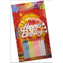Vera Vtc Rengarenk Mumlu Beyaz Happy Birthday Yazılı Doğum Günü Mumu 12 Adet 965874