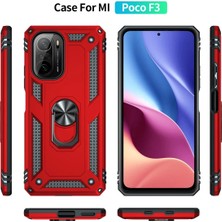 Vera Vtc  Xiaomi Poco F3 Kılıf Sofya Yüzüklü Silikon Kapak - Kırmızı 965874