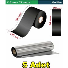 Oratek Zebra ZD420 110 mm x 74 mt Wax Ribon Out 1/2 Inç (5 Adet)