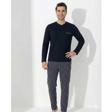 Ang Butik Boyraz 0405 Erkek Uzun Kol Pijama Takımı