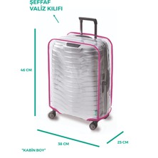 Trink Çanta Şeffaf Valiz Kılıfı Ve Bavul Koruyucu Kılıf Renkli Biye BÜYÜK * PEMBE *