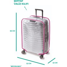 Trink Çanta Şeffaf Valiz Kılıfı Ve Bavul Koruyucu Kılıf Renkli Biye KABİN * PEMBE *