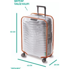 Trink Çanta Şeffaf Valiz Kılıfı Ve Bavul Koruyucu Kılıf Renkli Biye BÜYÜK * TURUNCU *