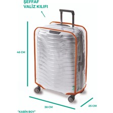 Trink Çanta Şeffaf Valiz Kılıfı Ve Bavul Koruyucu Kılıf Renkli Biye ORTA * TURUNCU *