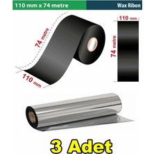 Oratek Zebra GX420 110 mm x 74 mt Wax Ribon Out 1/2 Inç (3 Adet)