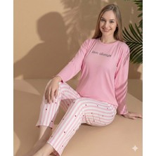 Ang Butik Boyraz ML-01022 Kadın Milan Uzun Kol Pijama Takımı