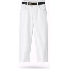 5in1Canpolat Beyaz Kemerli Baggy Jean 3010