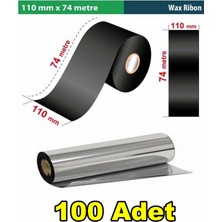 Oratek Zebra ZD420 110 mm x 74 mt Wax Ribon Out 1/2 Inç (100 Adet)