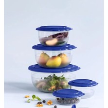 Tupperware Kristalin Servis ve Saklama Kabı 5 Li Set Gece Mavisi