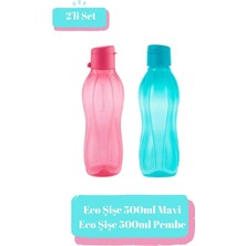 Tupperware eko 500 ml pratik kapak 2 li set pembe ve turkuaz
