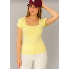 Gkc Butik Sarı Kare Yaka Body