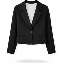 5in1Canpolat Siyah Tek Düğme Regular Kesim Ceket 17534