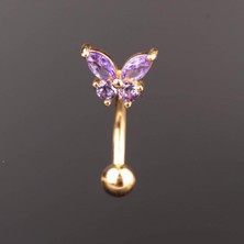 Rupen Kraft Zirkon Taşlı Kelebek Model Göbek Piercingi Kelebek Göbek Piercingi