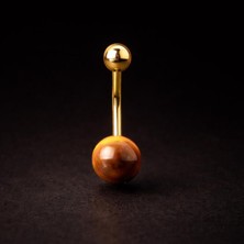 Rupen Kraft 8 mm Kaplangözü Taşlı Göbek Piercingi Doğal Taşlı Göbek Piercingi
