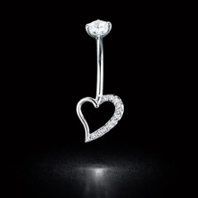 Rupen Kraft Zirkon Taşlı Kalp Model Göbek Piercingi Kalpli Göbek Piercingi