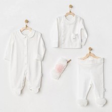 isiltikidsmoda AC24501 Petit Love Newborn Tüllü 4 Parça Set Ekru