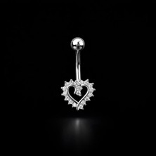 Rupen Kraft Zirkon Taşlı Kalp Model Göbek Piercingi Kalpli Göbek Piercingi