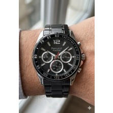 Ferrucci Siyah Renk Erkek Kol Saati | 44 mm Çelik Kasa, Siyah Çelik Kordon, Siyah Kadran