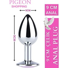 Aşkın Deposu Deromeya Health Elmas Taşlı Çelik Anal Plug Tıkaç - 9 cm Uzunluk - 4.4 mm Çap - Orta Boy Elmas Taşlı Süper Çelik Plug Süpriz Hediyeli