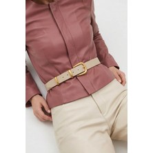 Milleniva Çift Gold Köprülü Ekru Kadın Bel Kemeri