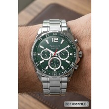 Ferrucci Modern Erkek Kol Saati | 44 mm Çelik Kasa, Gümüş Çelik Kordon, Yeşil Kadran