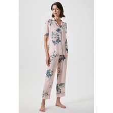 Catherine's Çiçek Desenli Gömlek Yaka Pijama Takımı