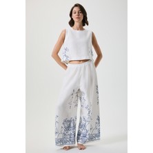Penye Mood %100 Keten Kolsuz Bol Paça Pantolon Takım