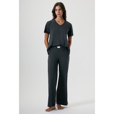 Penye Mood %100 Pamuk V Yaka Pijama Takımı