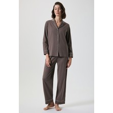 Penye Mood %100 Pamuk Önden Düğmeli Pijama Takımı