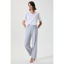 Penye Mood V Yaka Çizgili Pijama Takımı