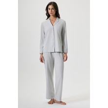 Penye Mood %100 Pamuk Önden Düğmeli Pijama Takımı