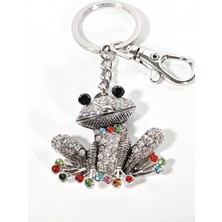 Moncuk Design Taşlı Kurbağa Anahtarlık Gümüş – Çok Renkli Detaylı Şık Çanta & Anahtar Aksesuarı