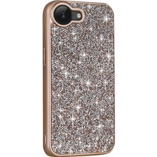 Joie Creatif iPhone 17E Kılıf Parlak Taşlı Tasarım Zore Pırlanta Kapak - Gold
