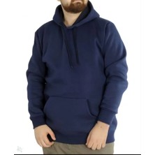Giyim Center Erkek 3 Iplik Pamuklu Kapüşonlu Kanguru Cepli Baskılı Oversize Hoodie Sweatshirt -  Lacivert