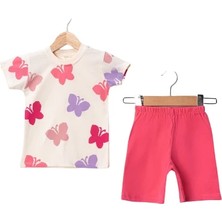 Giddy Kids Kız Bebek Takım Kelebek Desenli Kısa Kollu Üst Şortlu Set (9 - 24 Ay)