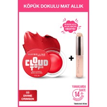 Maybelline New York Cloudtopia Köpük Dokulu Mat Allık 03 Divine Crimson & Allık Fırçası Hediyeli