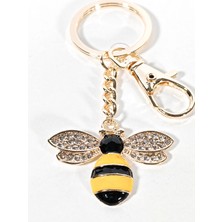 Moncuk Design Taşlı Mineli Arı Anahtarlık Gold – Işıltılı Kanatlı Şık Çanta & Anahtar Aksesuarı