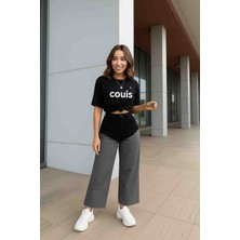 Couis Kadın Yüksek Bel Bol Paça Palazzo Garnili