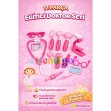 Denapcal Pembe Doktor Seti Oyuncak 11 Parça Eğitici Çocuk Doktor Oyuncak Seti – Rol Yapma Meslek Oyuncağı