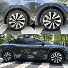 Red Lion Parts Tesla Model Y Juniper (2025+) Uyumlu 19 Inç Uberturbine Stil Jant Kapağı Seti - Gümüş & Siyah (Diamond Cut)